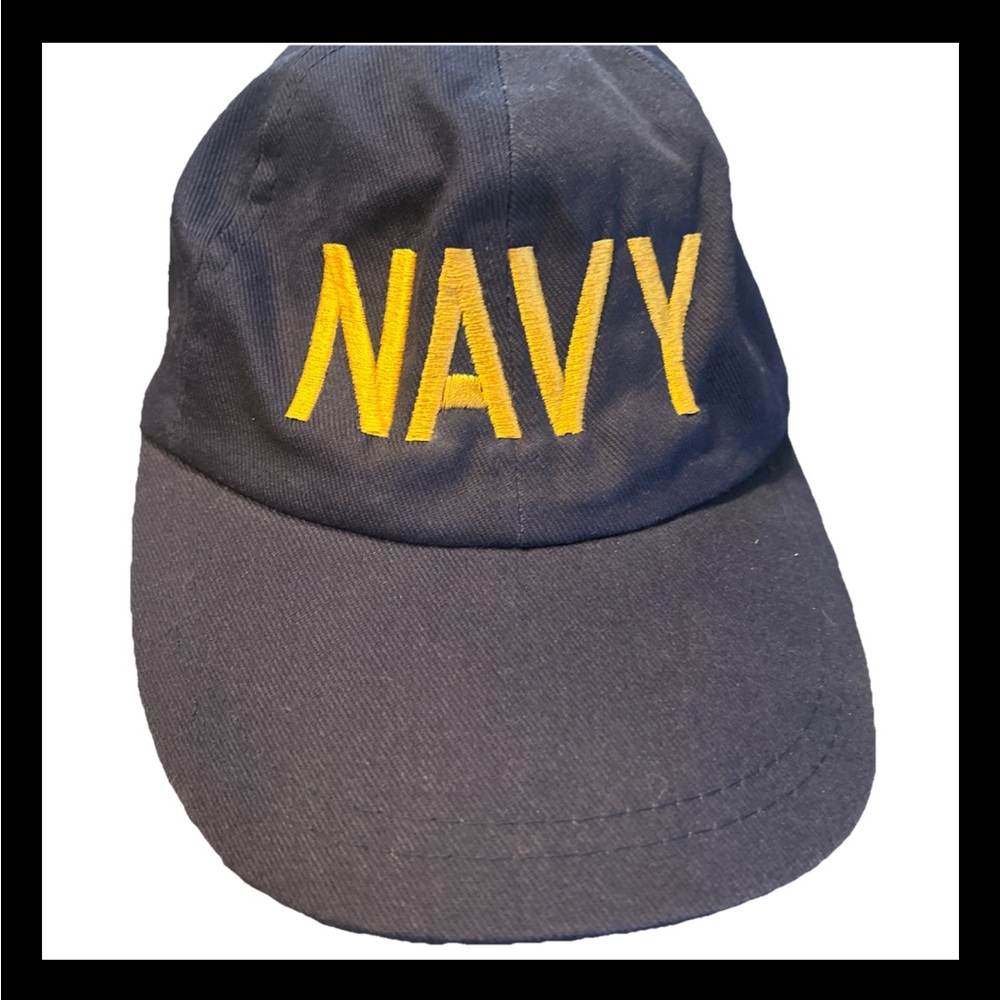 Vintage Canadian Navy Hat with adjustable leather strap and CDN flag. Adult